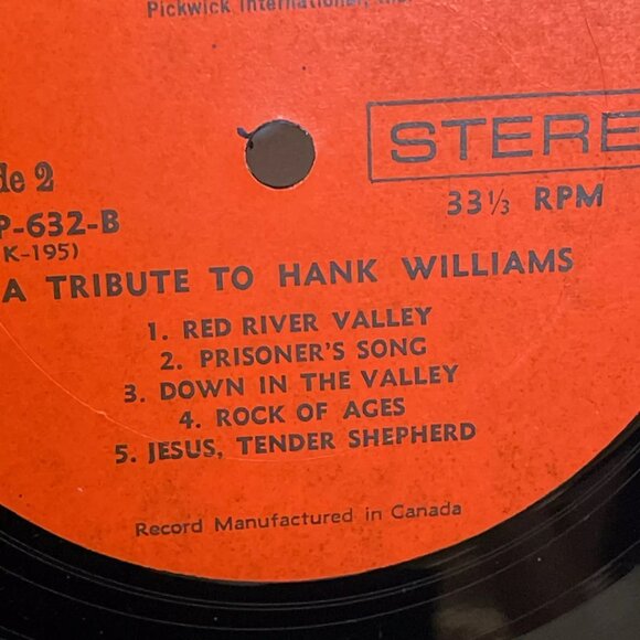 Unknown Artist A Tribute to Hank Williams (Vinyl, 1966) Design Records DLP-623 - Picture 10 of 10